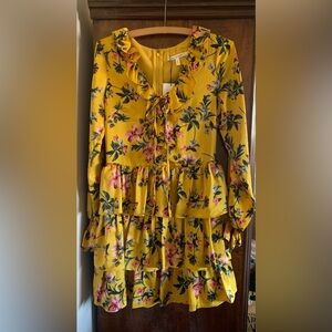 Vintage Avec les filles yellow gold floral dress size 4